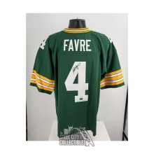 Brett Favre Autographed Green Bay Packers Mitchell & Ness Green Football Jersey - JSA (Stained Number)
