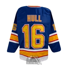 Brett Hull HOF 09 Autographed St Louis Custom Blue Hockey Jersey - BAS