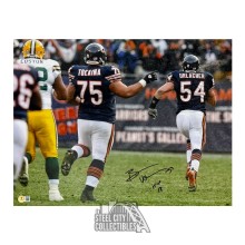 Brian Urlacher HOF 18 Autographed Chicago Bears 16x20 Football Photo - BAS (Back)