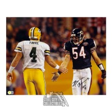 Brian Urlacher HOF 18 Autographed Chicago Bears 16x20 Football Photo - BAS (Favre)