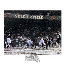 Brian Urlacher HOF 18 Autographed Chicago Bears 16x20 Football Photo - BAS (Silver Ink, Snow)