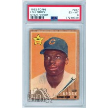 Lou Brock 1962 Topps Star Rookie Card #387 PSA 6 EX-MT (339)