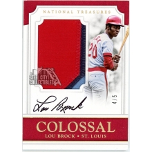 Lou Brock 2017 Panini National Treasures Colossal Patch Autograph Card #CMS-LB 4/5