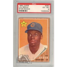 Lou Brock 1962 Topps Star Rookie Card #387 PSA 6 EX-MT