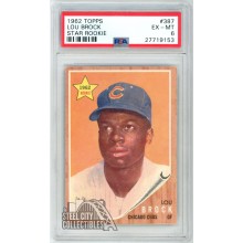 Lou Brock 1962 Topps Star Rookie Card #387 PSA 6 EX-MT (153)