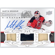 Martin Brodeur 2018-19 Upper Deck Engrained Triple Stick Relic Auto Card 09/25