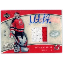 Martin Brodeur 2005-06 Upper Deck Ice Patch Autograph Card #AFF-MB 28/35