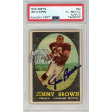 Jim Brown 1958 Topps Football Autograph Rookie Card #62 PSA Authentic PSA/DNA 9