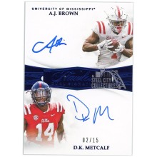 AJ Brown DK Metcalf 2019 Panini Flawless Collegiate Blue Dual Rookie Auto 2/15