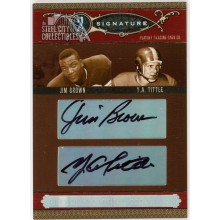 Jim Brown Y.A. Tittle 2006 Playoff National Treasures Dual Autograph Card #SC-BT 15/25
