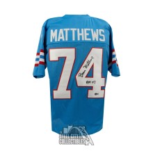 Bruce Matthews Autographed Houston HOF 07 Custom Blue Football Jersey - BAS