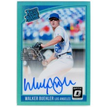 Walker Buehler 2018 Panini Donruss Optic Rated Rookie Aqua Autograph Card #RRS-WB1 81/125