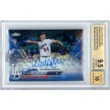 Walker Buehler 2018 Topps Chrome Blue Wave Rookie Autograph Card #RA-WB 46/150 BGS 9.5