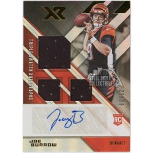 Joe Burrow 2020 Panini XR Rookie Triple Swatch Autograph Card #201 26/30
