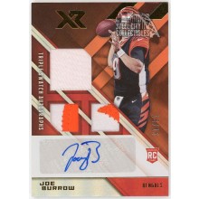 Joe Burrow 2020 Panini XR Triple Rookie Patch Autograph Card #201 15/15