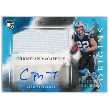 Christian McCaffrey 2017 Panini Origins Rookie Jumbo Patch Autograph Turquoise Card #111 21/25