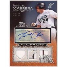 Miguel Cabrera 2009 Topps Sterling Triple Jersey Autograph Card #3SCA-159 8/10