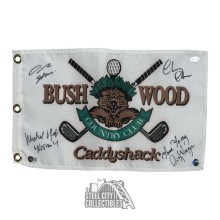 Chase, O'Keefe, Morgan, Barmon Autographed Caddyshack Golf Flag - BAS LOA
