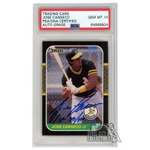 Jose Canseco 1987 Donruss "1st 40/40" Autograph Rookie Card #97 PSA/DNA 10