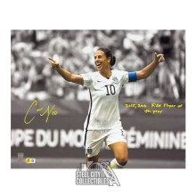 Carli Lloyd FIFA POY INSC Autographed USA 16x20 Soccer Photo - BAS (Gray Background)