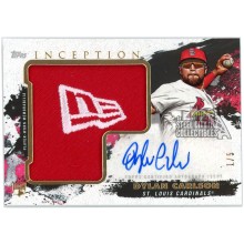 Dylan Carlson 2021 Topps Inception Rookie Jumbo Logo Hat Patch Autograph Card #AHP-DC 1/5