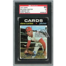 Steve Carlton 1971 Topps Autograph Card #55 SGC 5 AUTO 8