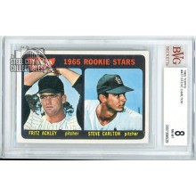 Steve Carlton & Fritz Ackley 1965 Topps Rookie Stars Card #477 BVG 8 NM-MT
