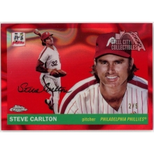 Steve Carlton 2025 Topps Chrome Platinum Steve Carlton Red Lava Card #495 2/5