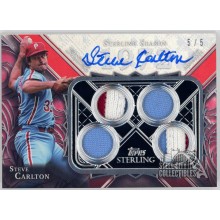 Steve Carlton 2022 Topps Sterling Seasons Red Quad Patch Auto Card #SSAR-SC 5/5