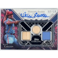 Steve Carlton 2022 Topps Sterling Seasons Blue Triple Relic Autograph Card 07/10