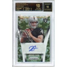 Derek Carr 2014 Panini Prizm Camo Rookie Autograph Card #AR-DC 17/75 BGS 10 Black Label