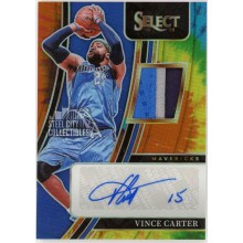 Vince Carter 2021-22 Panini Select Tie-Dye Patch Autograph Card #AM-VCT 10/25