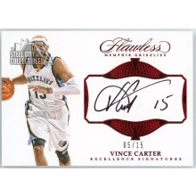 Vince Carter 2016-17 Panini Flawless Excellence Ruby Autograph Card #EX-VCA 5/15