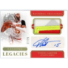 Vince Carter 2018-19 Panini National Treasures Lasting Legacies Patch Autograph Card #LL-VCT 17/25