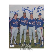 Gary Carter, Keith Hernandez, Daryl Strawberry, Kevin McReynolds Autographed New York Mets 8x10 Baseball Photo - JSA