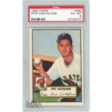 Pete Castiglione 1952 Topps Baseball Card #260 PSA 6 EX-MT