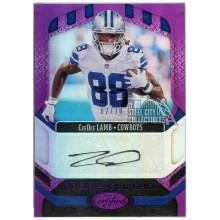 CeeDee Lamb 2020 Panini Certified Rookie Roll Call Purple Autograph Card #RCS-CL 2/10