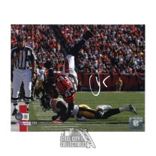 Chad Johnson Autographed Cincinnati 8x10 Football Photo - BAS (White Ink Tackled)