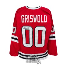 Chevy Chase Autographed Clark Griswold Chicago Custom Red Hockey Jersey - BAS