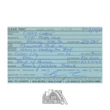 Chevy Chase Autographed 1978 Chasen's Information Card - JSA