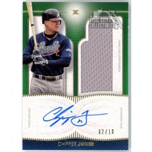 Chipper Jones 2021 Topps Definitive Green Patch Autograph Card #DARC-CJ 02/10