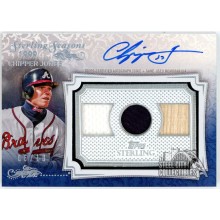 Chipper Jones 2020 Topps Sterling Seasons Blue Triple Relic Autograph Card 06/10