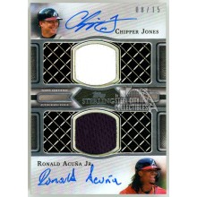 Chipper Jones & Ronald Acuna 2022 Topps Sterling Dual Patch Autograph Card 08/15