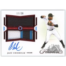 Jazz Chisholm 2021 Panini Flawless Ruby Rookie Dual Patch Autograph Card #RDPA-JC 17/20
