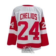 Chris Chelios Autographed Detroit Custom White Hockey Jersey - BAS