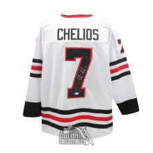 Chris Chelios Autographed Chicago Custom White Hockey Jersey - BAS