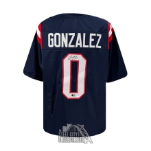 Christian Gonzalez Autographed New England Custom Navy Football Jersey - BAS