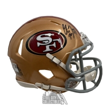 Christian McCaffrey Autographed San Francisco 49ers Speed Mini Football Helmet - Fanatics (Front)