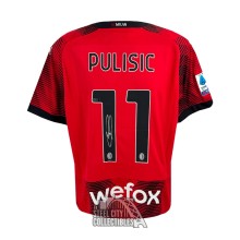 Christian Pulisic Autographed 2023-24 AC Milan Puma Red Soccer Jersey - Panini