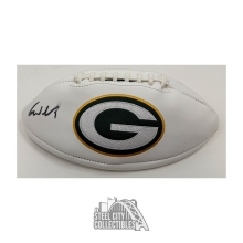 Christian Watson Autographed Green Bay Packers White Logo Football - BAS (Smeared Auto)